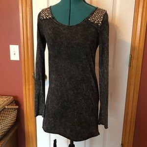 Black acid washed body con dress small